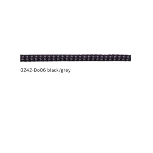 A black/grey round outdoor shoe lace with a low water absorbance and high tensile strength - 200mm